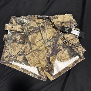Fashion Nova Camouflage Buckle Shorts